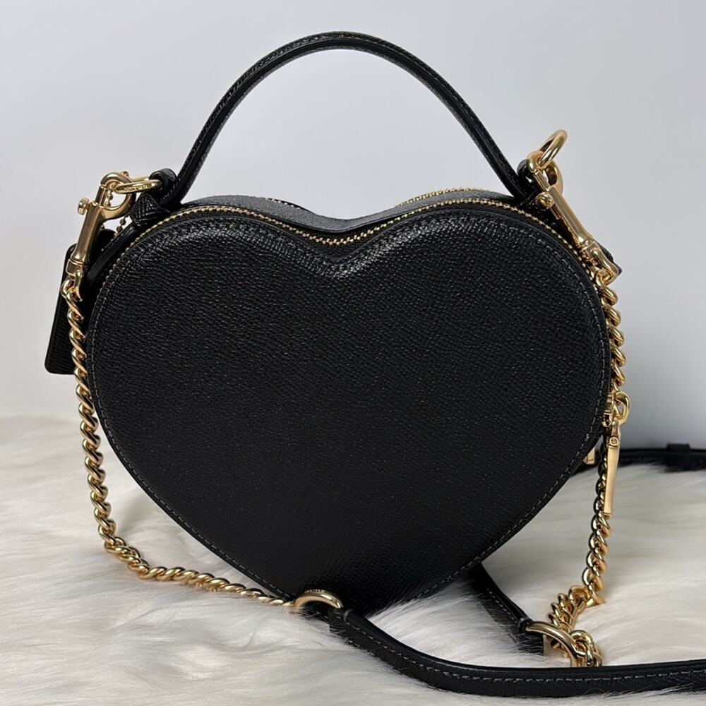 NWT Coach Black Heart-Shaped Crossbody Bag - Picture 5 of 9